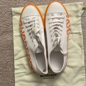 Orange and White Burberry Shoes. Brand new with box